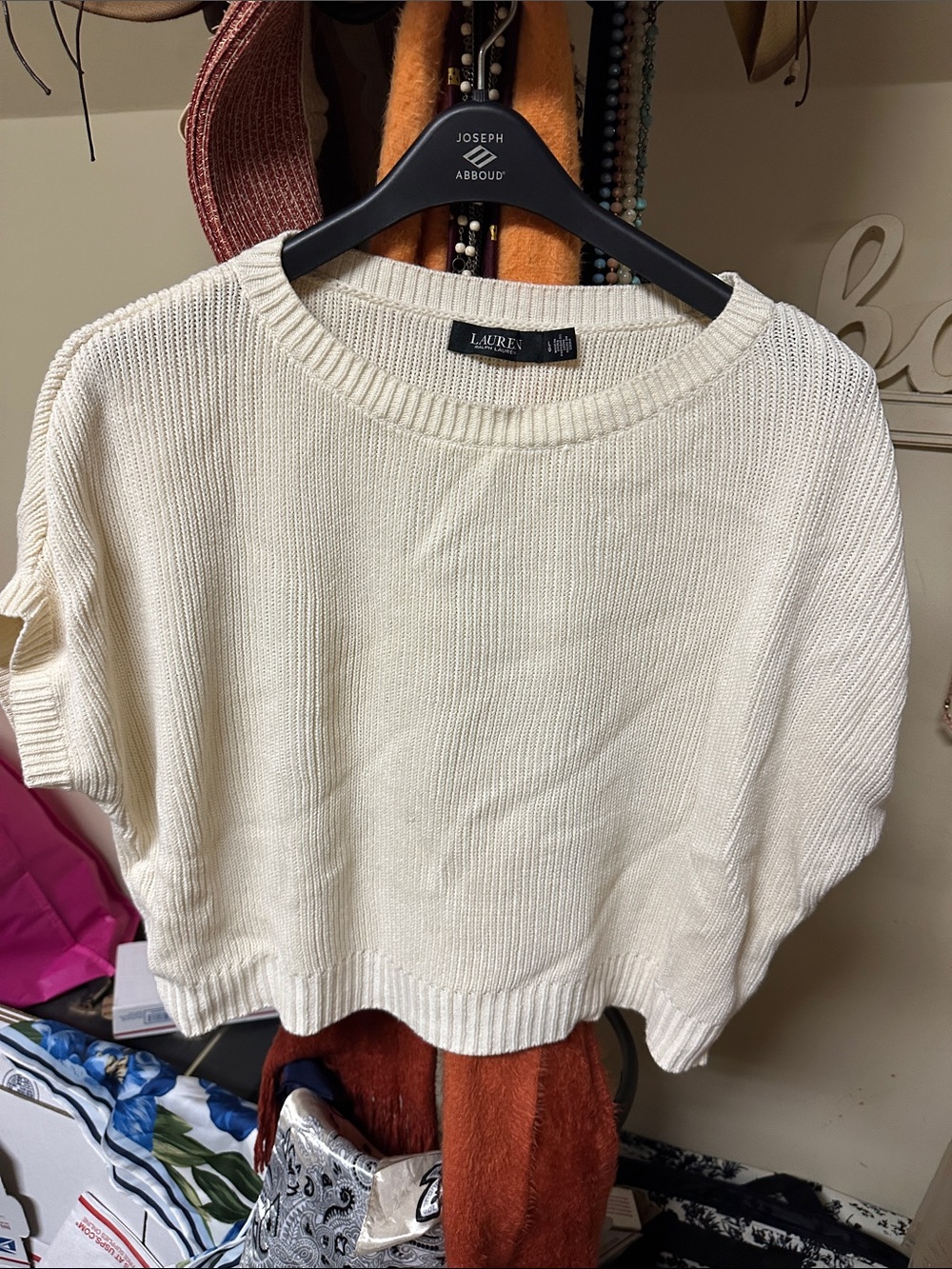 Lauren Ralph Lauren Cream Short Sleeve Crewneck Sweater